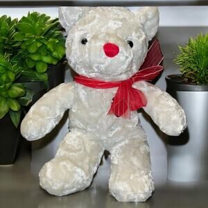 Vintage Dan Dee Plush Teddy Bear Swirl Heart Jewel Red Ribbon Stuffed Animal 10"